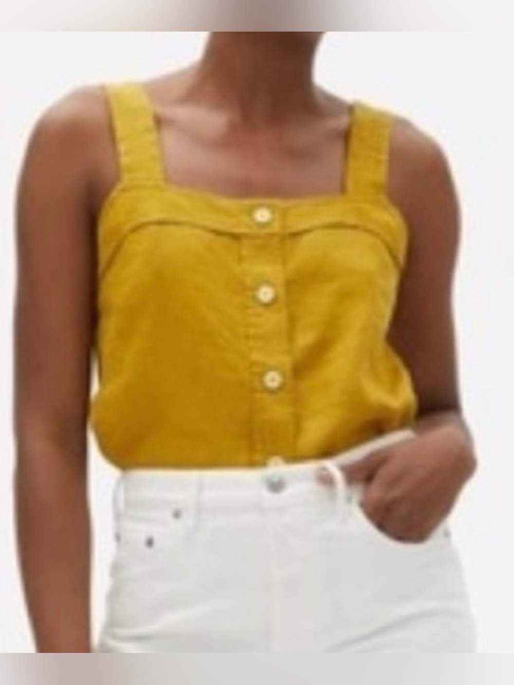 Everlane 100% Linen Picnic Tank Top in Mustard Yellow Size 4